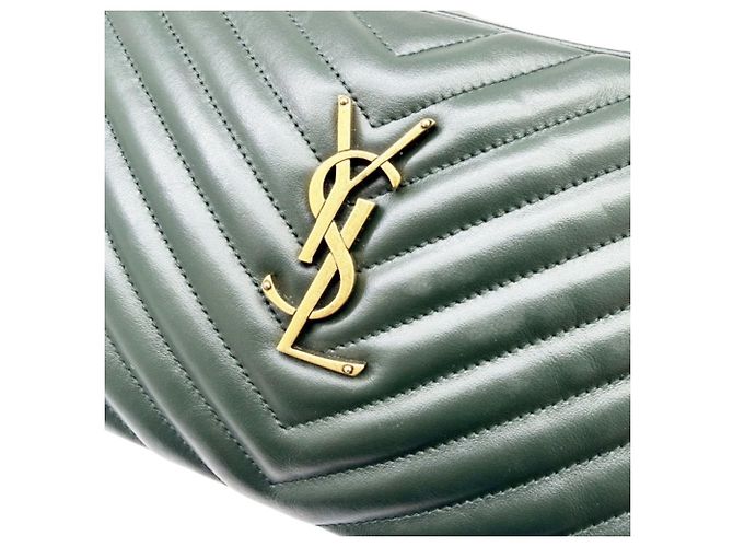 Bolsa de ombro Lou Camera em couro acolchoado Saint Laurent Verde - vista 9