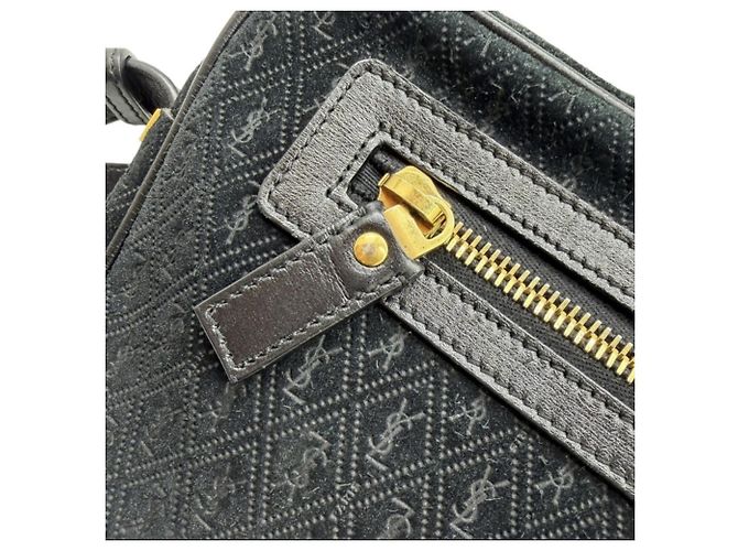 Borsa a tracolla Saint Laurent Monogram All-Over in scamosciato nero - vista 10
