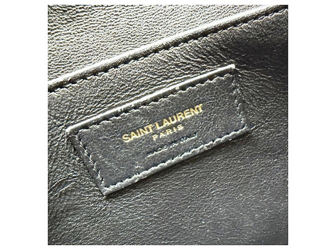 Borsa a tracolla Saint Laurent Monogram All-Over in scamosciato nero - vista 15