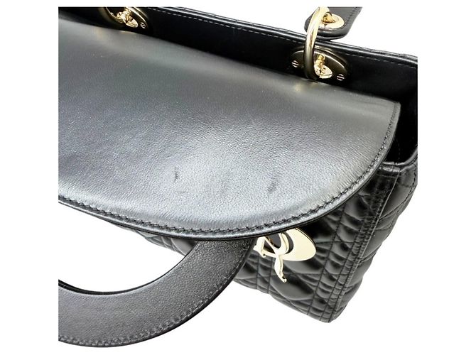 Borsa a tracolla Christian Dior Lady Cannage in agnello Nero - vista 10