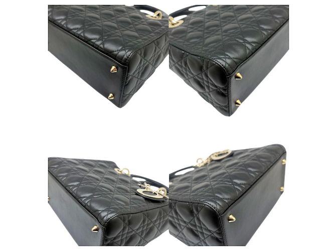 Borsa a tracolla Christian Dior Lady Cannage in agnello Nero - vista 5