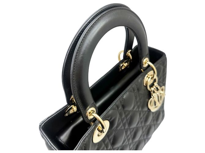 Borsa a tracolla Christian Dior Lady Cannage in agnello Nero - vista 6