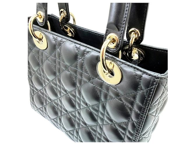 Borsa a tracolla Christian Dior Lady Cannage in agnello Nero - vista 8