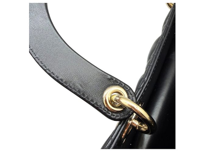 Borsa a tracolla Christian Dior Lady Cannage in agnello Nero - vista 9
