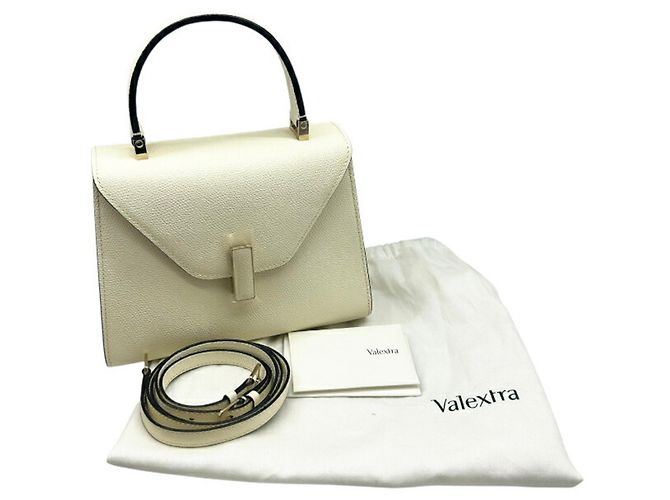Borsa Valextra Mini Iside in pelle off-white Bianco sporco - vista 15