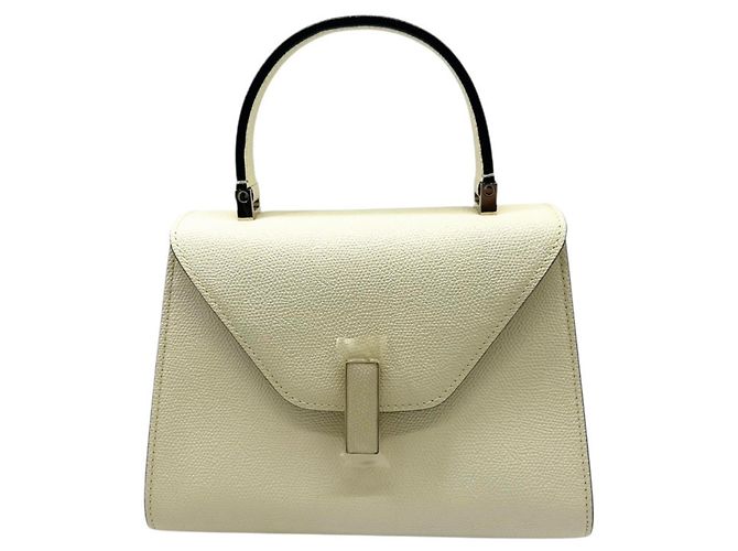 Borsa Valextra Mini Iside in pelle off-white Bianco sporco - vista 2