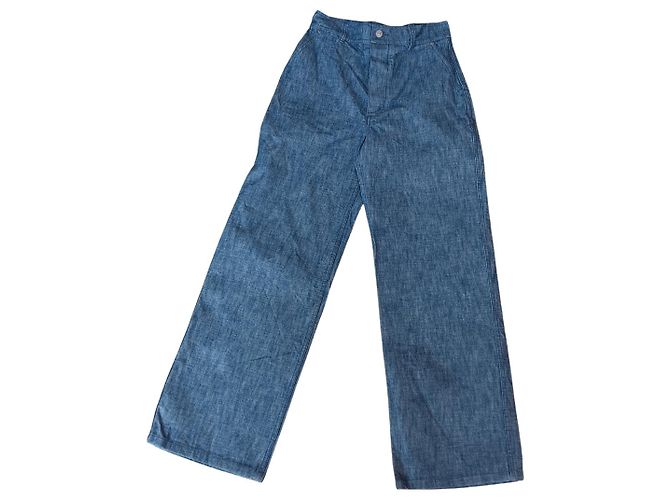 Autre Marque Façon Jacmin Pantalones Anchos de Denim Japonés Azul - vista 4