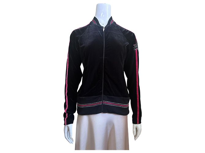 Giacca Bomber in Velluto Thierry Mugler con Strisce Rosa e Dettaglio Stella Nero - vista 2