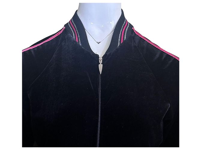 Giacca Bomber in Velluto Thierry Mugler con Strisce Rosa e Dettaglio Stella Nero - vista 4
