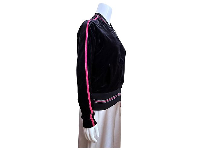 Giacca Bomber in Velluto Thierry Mugler con Strisce Rosa e Dettaglio Stella Nero - vista 5