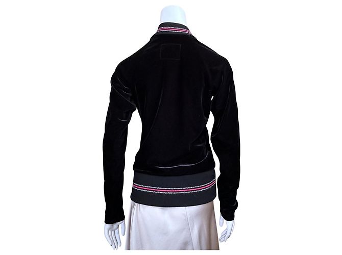 Giacca Bomber in Velluto Thierry Mugler con Strisce Rosa e Dettaglio Stella Nero - vista 6