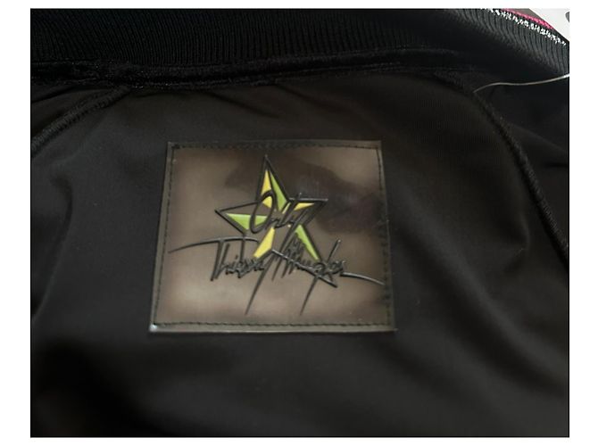 Giacca Bomber in Velluto Thierry Mugler con Strisce Rosa e Dettaglio Stella Nero - vista 7