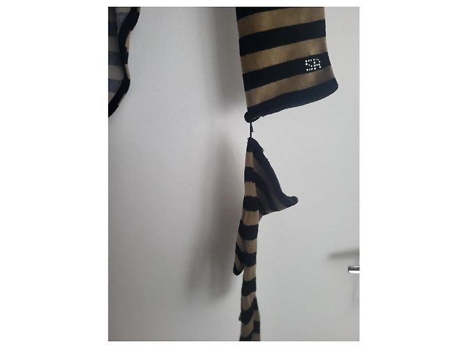 Sonia Rykiel Body in velluto a righe nero e kaki Cachi - vista 3
