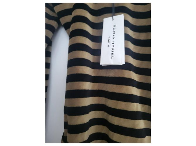 Sonia Rykiel Body in velluto a righe nero e kaki Cachi - vista 5
