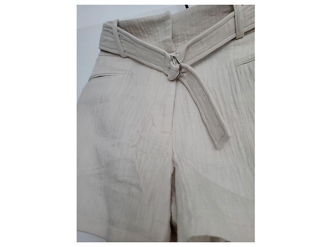 Iro Shorts de lin bege com cinto - vista 2