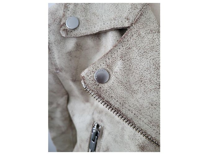 Berenice Beige Lederbikerjacke - Ansicht 2
