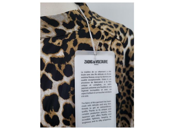 Vestido de satén de leopardo Zadig & Voltaire Castaño Negro Estampado de leopardo - vista 3