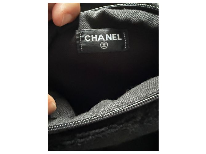 Sac Cabas Chanel em Tecido Acolchoado e Pochette, Preto - vista 7