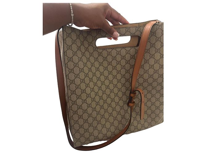 Gucci Borsa Tote GG Supreme Ricami Floreali Marrone Multicolore Monogramma - vista 2