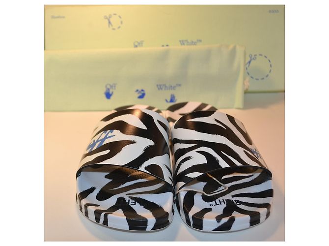 Off White Off-White Pool Slides Zebra-Print Schwarz Weiß Zebra-druck - Ansicht 2
