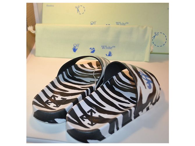 Off White Off-White Pool Slides Zebra-Print Schwarz Weiß Zebra-druck - Ansicht 3