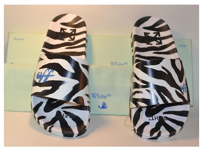 Off White Off-White Pool Slides Zebra-Print Schwarz Weiß Zebra-druck - Ansicht 6