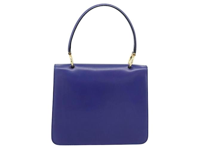 Céline Celine Vintage Carriage Top Handle Leather Medium Blu - vista 2