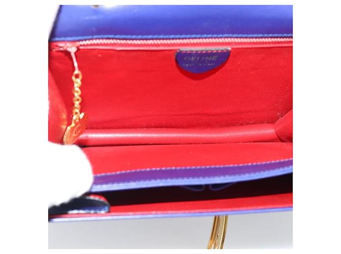 Céline Celine Vintage Carriage Top Handle Leather Medium Blu - vista 5