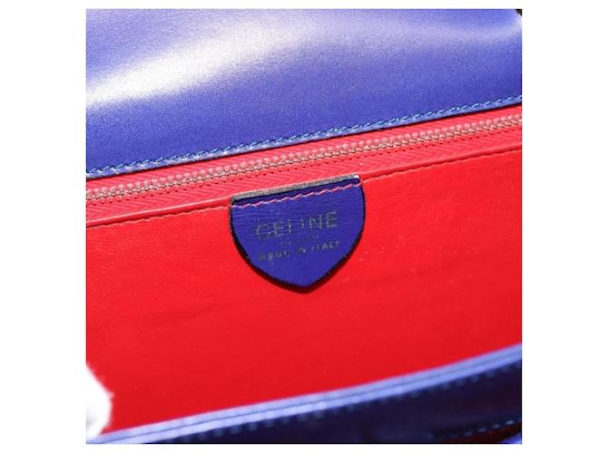 Céline Celine Vintage Carriage Top Handle Leather Medium Blu - vista 6
