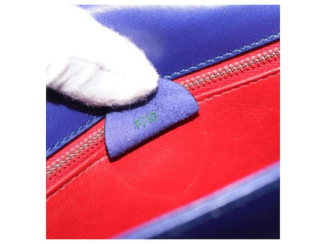 Céline Celine Vintage Carriage Top Handle Leather Medium Blu - vista 7