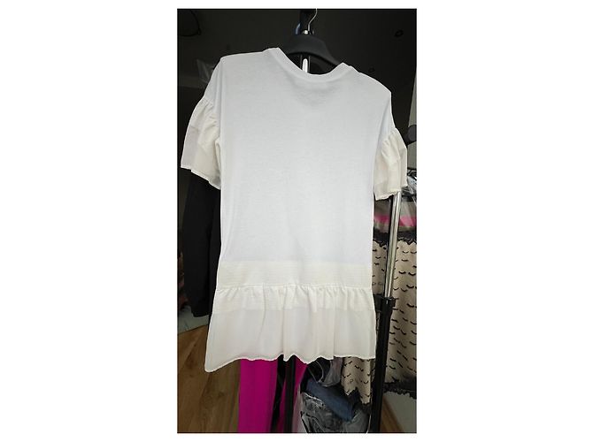 Elisabetta Franchi Vestido de Algodón Blanco con Volantes - vista 2