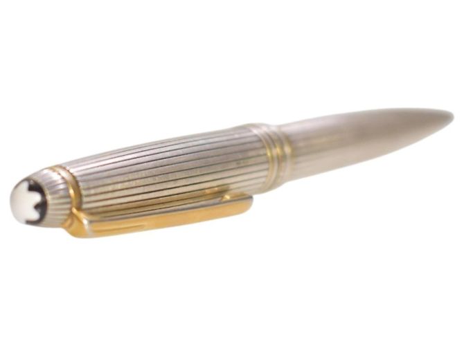 Montblanc Meisterstück Solitaire Sterlingsilber 925 Kugelschreiber Golden Silber Hardware - Ansicht 5