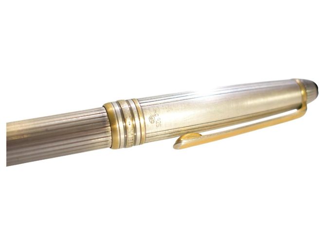 Montblanc Meisterstück Solitaire Sterlingsilber 925 Kugelschreiber Golden Silber Hardware - Ansicht 7