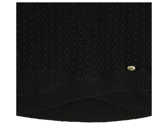 Chanel 2015 Top Maille Noir FR36 Top de Punto de Algodón Negro UK8 US6 Impecable - vista 3