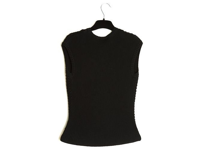 Chanel 2015 Top Maille Noir FR36 Top de Punto de Algodón Negro UK8 US6 Impecable - vista 5