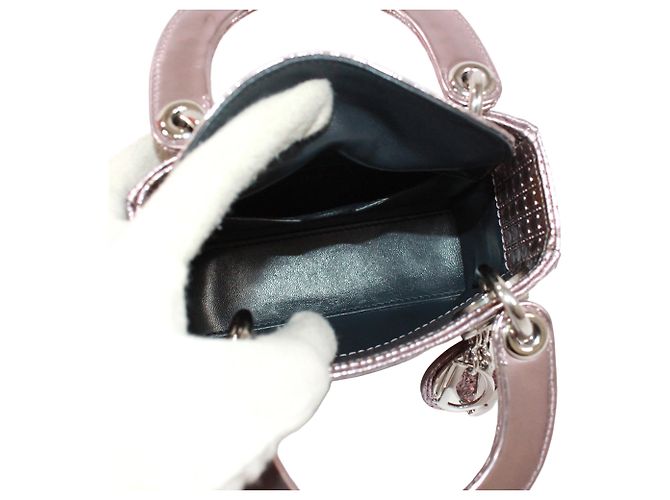 Borsa a tracolla Christian Dior Lady Micro Cannage Mini Argento - vista 7