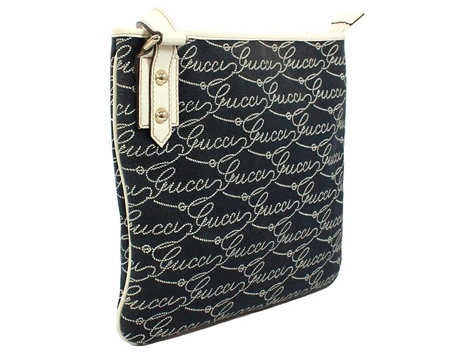 Borsa a tracolla Gucci blu navy e bianco - vista 2