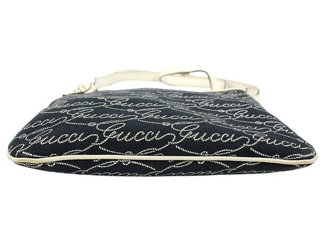 Borsa a tracolla Gucci blu navy e bianco - vista 4