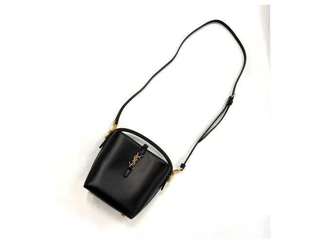 Mini Bolsa Bucket LE 37 em pele de cordeiro preta Saint Laurent Preto - vista 12