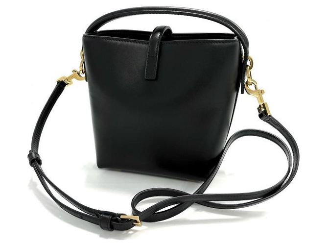 Mini Bolsa Bucket LE 37 em pele de cordeiro preta Saint Laurent Preto - vista 2