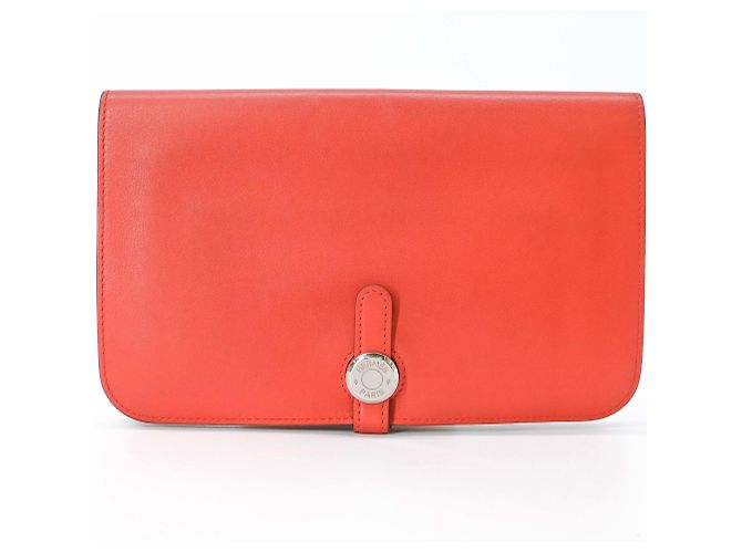 Hermès Cartera larga Dogon Duo GM en piel Swift bi-fold Roja - vista 2