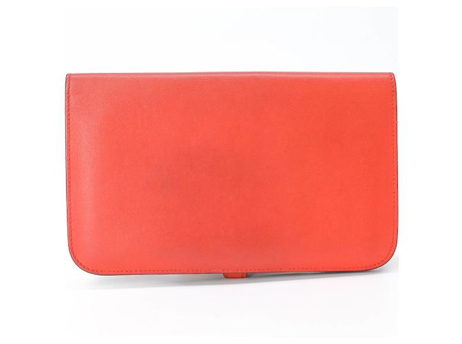 Hermès Cartera larga Dogon Duo GM en piel Swift bi-fold Roja - vista 3
