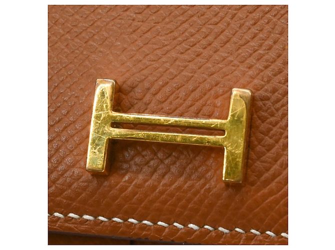 Cartera compacta de dos pliegues Hermès Bearn Castaño - vista 14