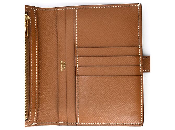Cartera compacta de dos pliegues Hermès Bearn Castaño - vista 9