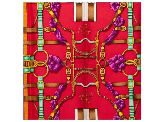 Foulard in seta Hermès Carre 90 GRAND MANEGE Bianco Rosso Blu - vista 2