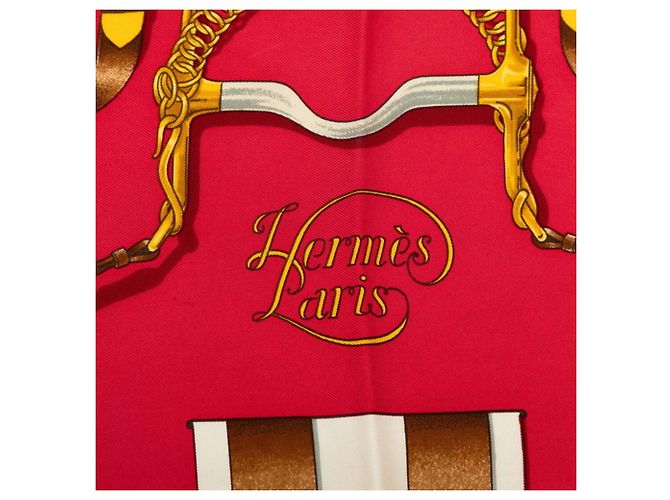 Foulard in seta Hermès Carre 90 GRAND MANEGE Bianco Rosso Blu - vista 3