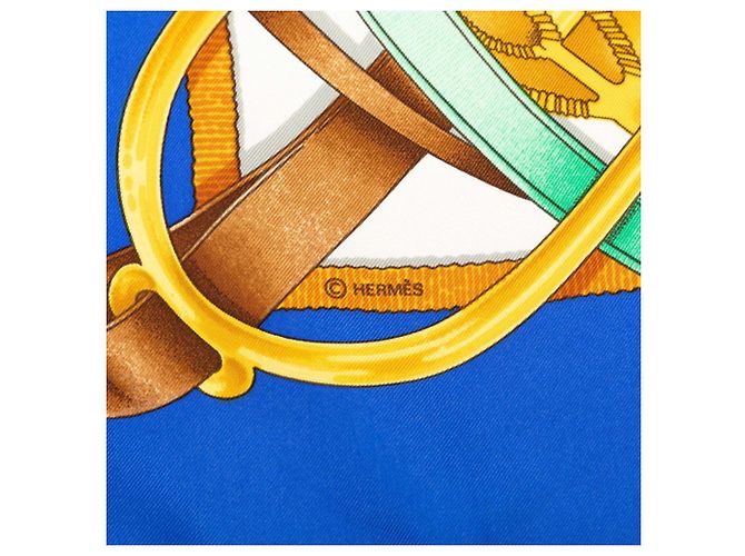 Foulard in seta Hermès Carre 90 GRAND MANEGE Bianco Rosso Blu - vista 5