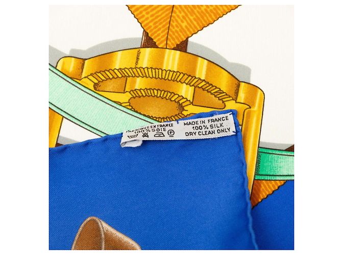 Foulard in seta Hermès Carre 90 GRAND MANEGE Bianco Rosso Blu - vista 8
