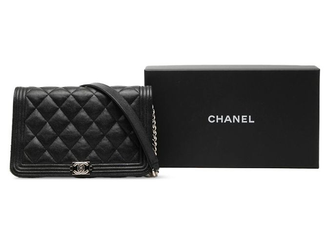 Borsa a tracolla Chanel Coco Mark Matelassé Boy Chain Wallet Nero - vista 7