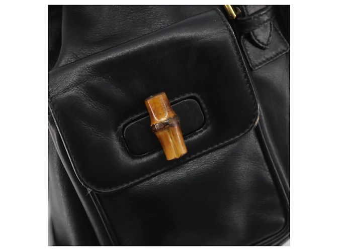 Zaino GUCCI Bamboo in pelle nera e oro 003 2058 0016 Auth ep15518 Nero D'oro - vista 17